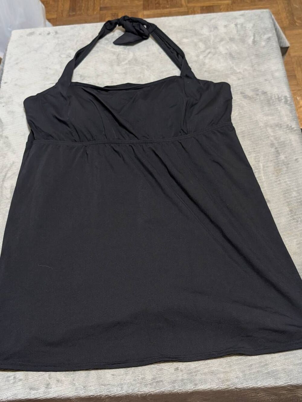 Lands End Size 14D Halter Tankini Top Long Black